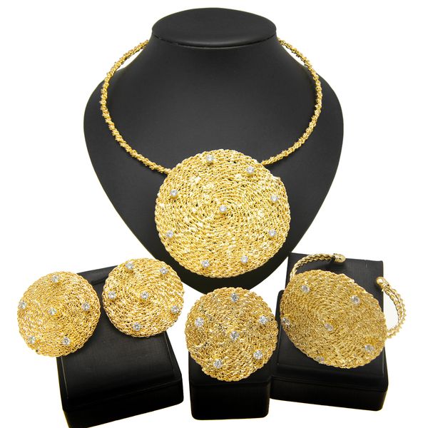 

yulaili new manufacture 18k italian gold jewelry set necklace set unique wedding women dinner jewelry sets, Black