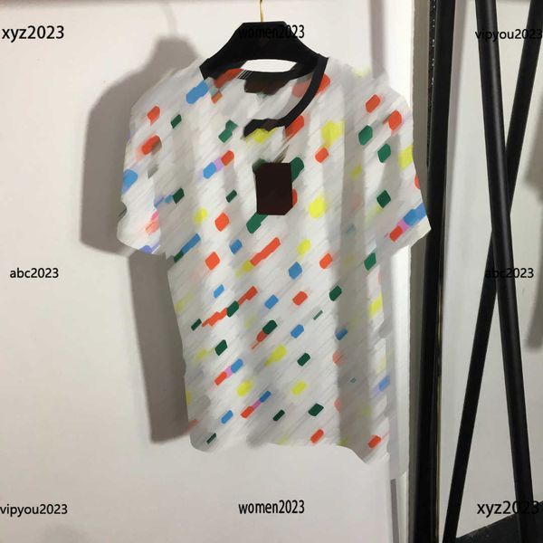 

woman t-shirt lady short sleeve metal chain decoration girl colorful dot printing tees short sleeve shirt summer new arrivals, White