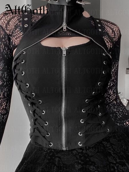 

women's tanks camis altgoth dark gothic vintage bandage vest women harajuku punk grunge halter corset emo alternative streetwear rave o, White