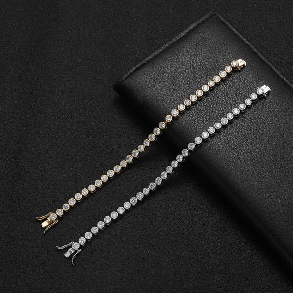 

hip hop 10k 14k 18k solid gold moissanite diamond necklace iced out tennis chain, Silver