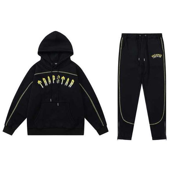 

designer clothing men's sweatshirts tracksuits hoodies trapstar gradient embroidery plush men women's loose fitting fashion set ca, Black