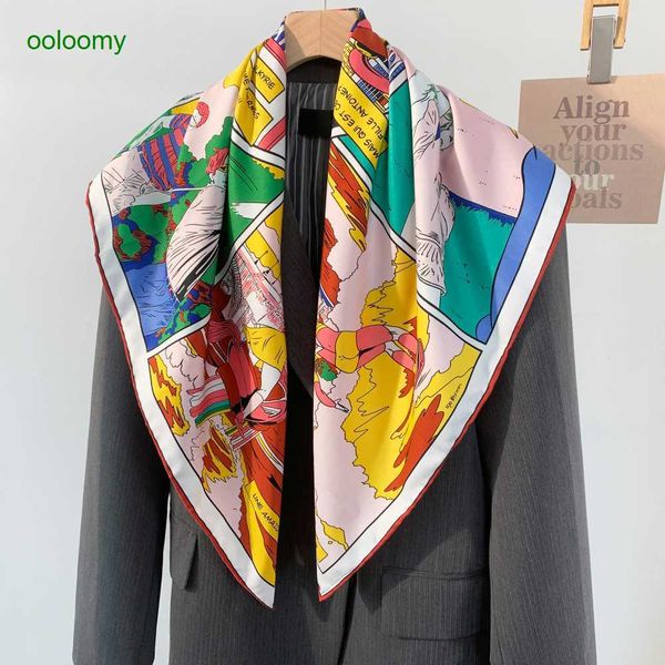 

hemres designer scarves wow comics h family bra women's 90x90cm square french professional dress scarf shawl, Blue;gray