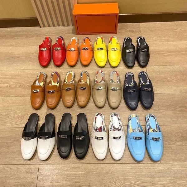 

famous brand beach lp slippers classic flat heel summer designer fashion flops leather lady slides women shoes l bath ladies sandals large s, Black