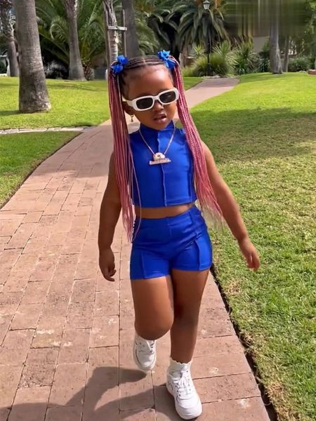 

clothing sets summer kids clothes sets 2 piece knit iker shorts sport matching sets gothic acubi black children sets for girls 1-8y 230509, White