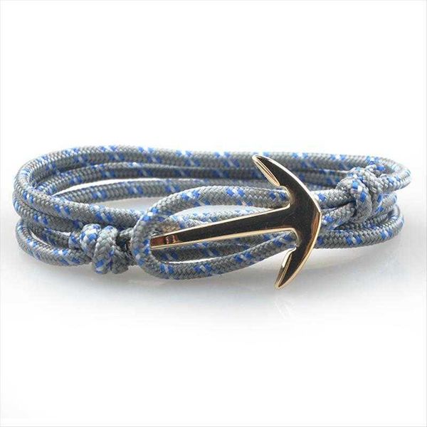 

liersherf handmade braided rope bracelet boat anchor fishhook fishtail adjustable friendship carrying strap fashion, Golden;silver