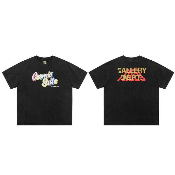 

men's and women's t shirt 2023 fashion designer brand summer spring new beautiful gilding letter rainbow color printing high stree, White