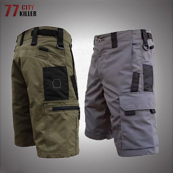 

men's shorts summer military tactical multi-pocket cargo five-point pants male wear-resistant outdoor climbing camouflage pant 230510, White;black