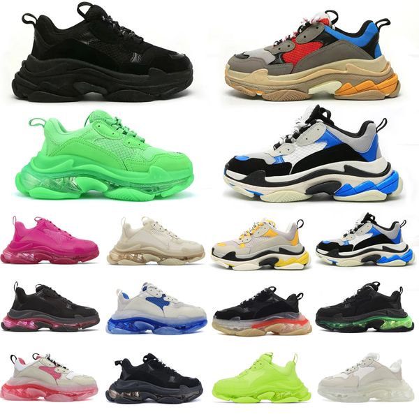 

casual shoes woman men designer triple s vintage old dad sneakers black white green clear sole flats platform men women outdoor sports train