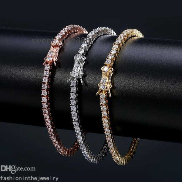 

designer bracelet diamond tennis bracelets for women luxury jewelry gift 3 4 5 6 mm 7 8 inch fashion zircon link chain bangles men hip hop d, Golden;silver