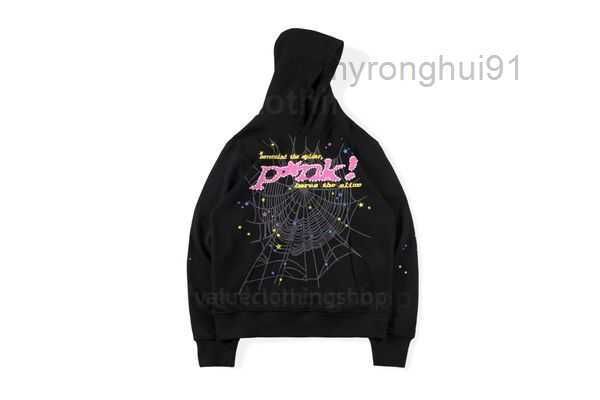 

young thug pink sp5der 555555 men women hoodie print spider web graphic 555555 sweatshirts pullovers s-xl 2 ozck, Black