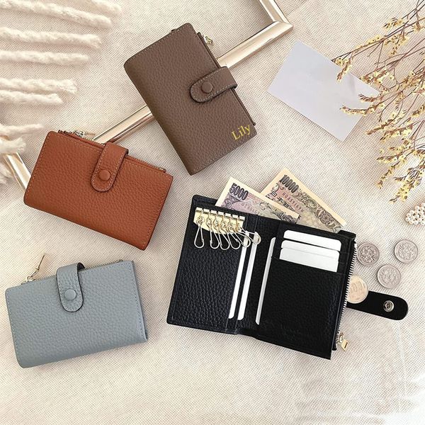 

bag organizer customized letters genuine leather key wallet women card holder two in one men's car coin purse bifold 230509, Blue;pink