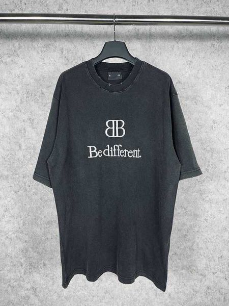 

men's hoodies sweatshirts high-version summer b family bb badge embroidery washed old men's and women's loose os short-sleeve, Black