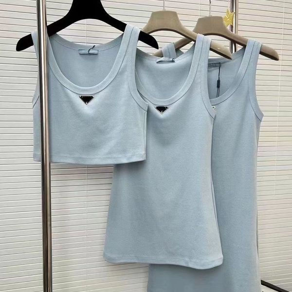 

tide brand 2023 autumn and winter new vest op11 letter triangle brand l niche design u-neck sleeveless vest female slim and slim, Black;white
