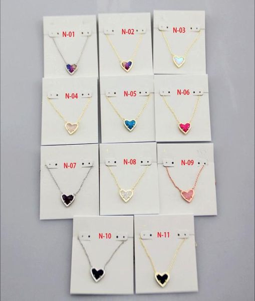 

pendant necklaces necklace heart drusy stone real 18k gold plated dangles glitter jewelries letter gift with dust bag7158405, Silver