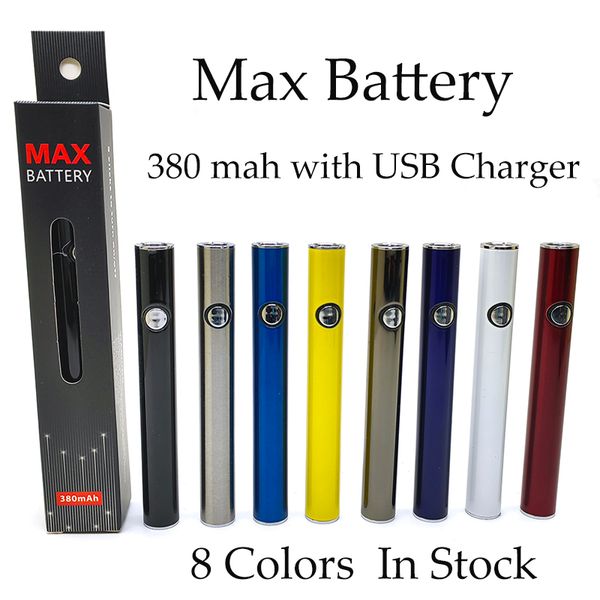 

max battery 380mah preheat 8 colors 10500 variable voltage bottom charge vape with micro usb charger fit 510 thread oil cartridge