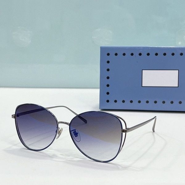 

2023 women men fashion sunglasses silver thin metal frame light blue gradient color oval glasses available with box, White;black