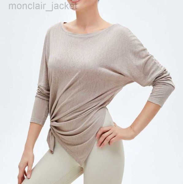 

desginer alo yoga women's suit breathable loose strap long sleeve t fitness running burnout blouse 23ssa, White