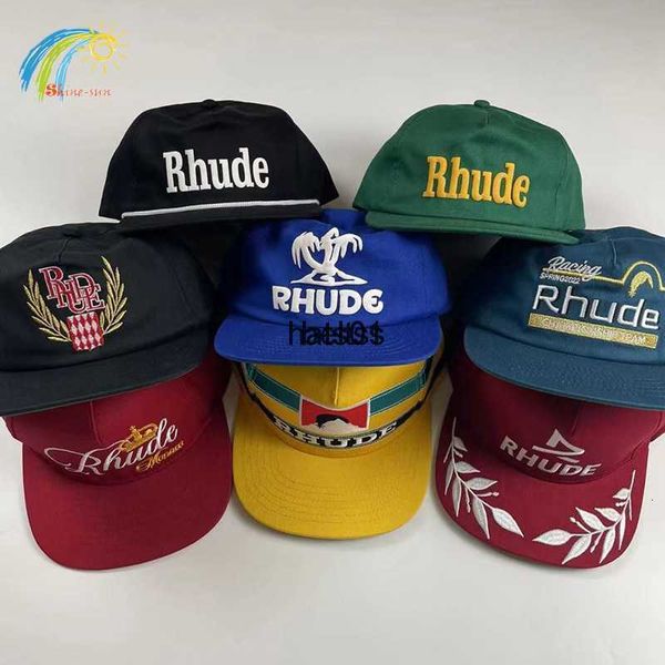 

ball caps classic rhude baseball cap men women 1 quality green red yellow blue black rhude adjustable hat 230321, Blue;gray