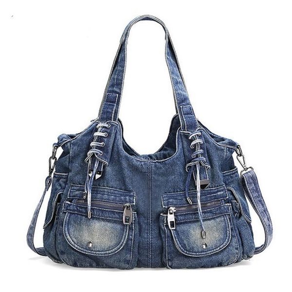 

evening bags in large capacity handbag denim bag casual women shoulder bag jeans tote bag pockets hobo bag 230509