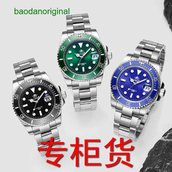

luxury high version watches online store business green water ghost black fully automatic mechanical wristwatch steel band blue mirror night, Slivery;golden