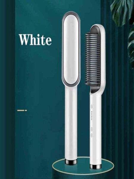 

professional hair straightener curler brush ceramic electric straighten beard brush fast heating curler straightener comb styler 28558340, Black