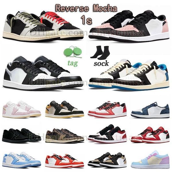 

retro basketball shoes jumpam 1 low fragment olive bleached coral black white grey men women sneaker reverse mocha black phantom panda chica