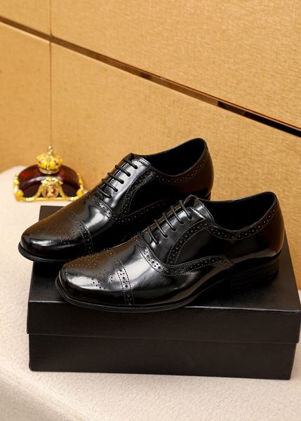 

2023 mens dress shoes moccasins breathable lace up flats men's brand designer wedding party business oxfords size 38-45, Black
