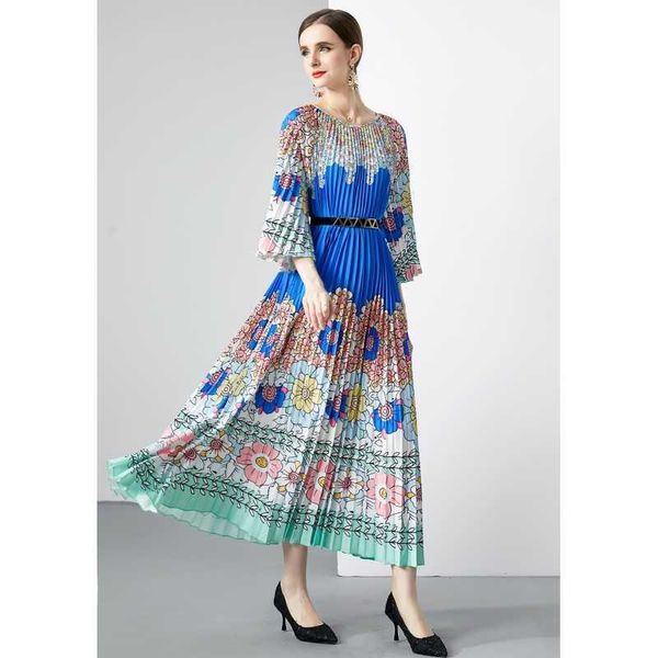

Sanzhai 2023 Spring/summer Ruffle Original Quality. Metre Extra Large Hem Organ 100 Printed Dress, Picture color