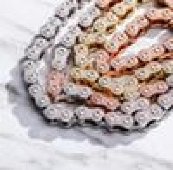 

new fashion yellow white gold plated bling cz bicycle chain necklace link bracelet jewelry for men women nice gift3293284, Silver