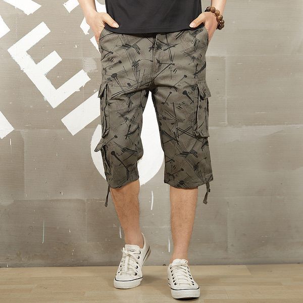 

men's shorts summer men's cargo beach shorts casual breeches camouflage camo baggy multi pocket military short pants male tactical, White;black