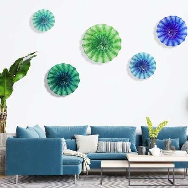 

luxury wall lighting art chihuly murano glass hanging plates home wall decoration stylish hand blown glass flower plates
