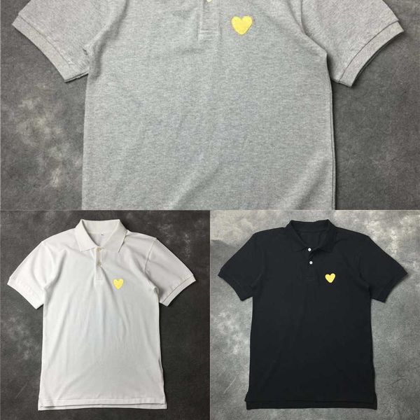 

men's european american japanese fashion br classic black with gold heart polo shirt short sleeve couple embroidered cotton men and wom, White;black