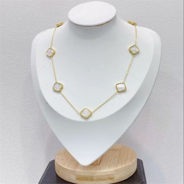 

beautiful women kewelry double side 7 clover pendant necklace gold plated for gift, Silver