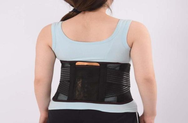 

waist support lumbar belt with self heating pad orthopedic strain pain relief corset for back spine decompression brace4092953, Black;gray