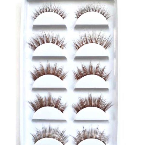 

false eyelashes new 5 pairs brown 3d mink lashes natural short full strip lashes transparent terrier short mink lashes style false eyelashes