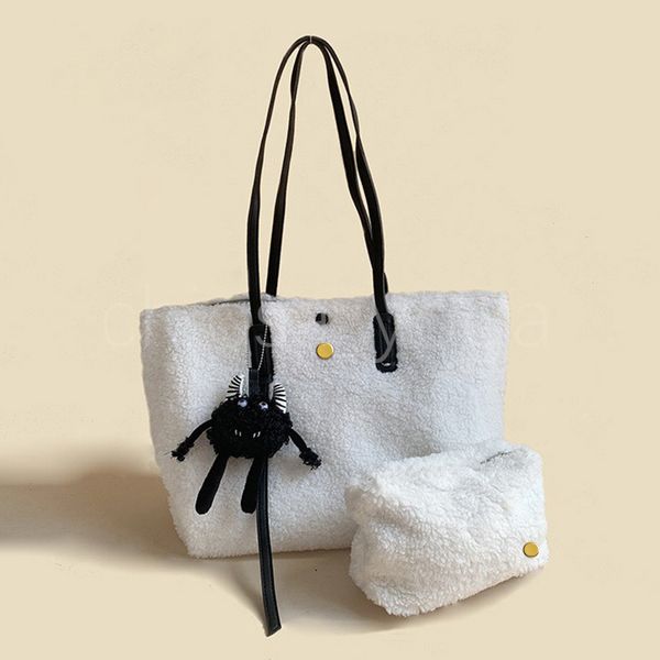 

women large capacity minimalist shoulder handle bag daily travel fashion shopping totes purse casual fuzzy casual handbag lulu with logo
