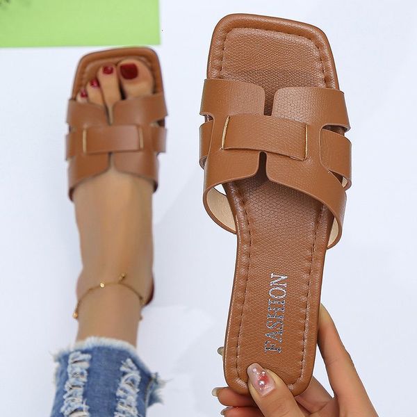 

slippers summer women flat luxury outdoor beach flip flops female sandals trend brand design slides shoes woman big size 43 230510, Black