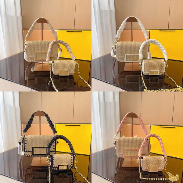 

evening bags straw bag designer bags women beach totes luxurys handbag chain straw weaving luxurys handbags solid color classic purse 230420