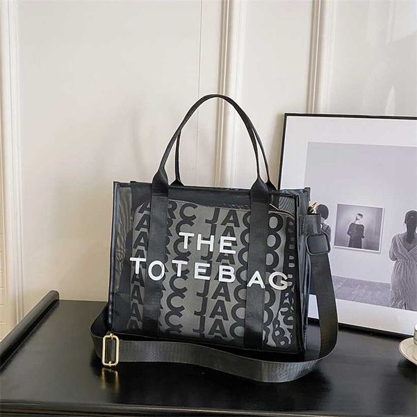

16% off 2023 fashion handbag women's summer new letter printing mesh handheld one shoulder crossbody foreign style tote bag