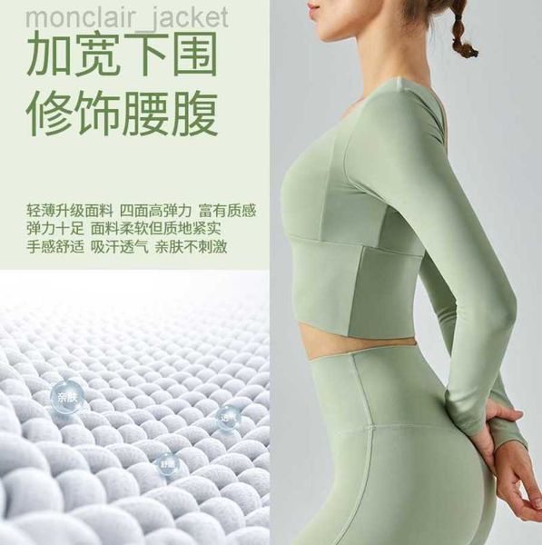 

desginer alo yoga autumn and winter sports fitness long sleeved women's slim fit with chest pads for slim height and elastic waist suit, White
