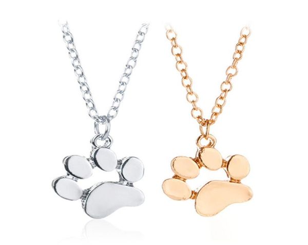 

cute animal dog paw rose gold designer pendant necklaces woman silver alloy plated mens pendants necklace with chain fashion acces8445845