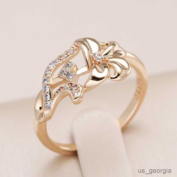 

band rings rose gold color crystal flower ring for women natural zircon vintage wedding daily jewelry fine girls gift, Silver