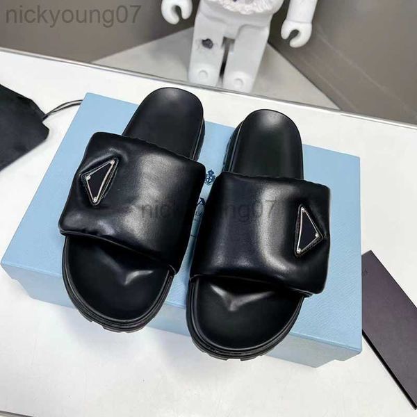 

slippers 2022 new designer bread slippers women flats peep toe platform lazy shoes slip on mules round toe party casual half slippers 41 y23, Black