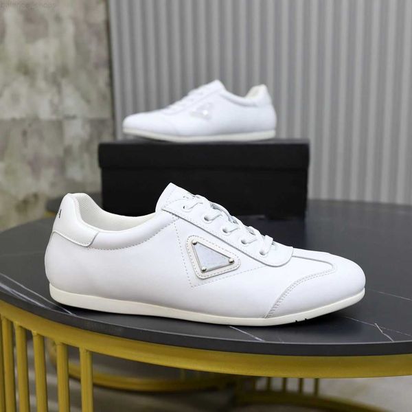 

luxury prax 01enameled metal triangle sneakers shoes men rubber sole man casual walking suede leather athletic outdoor runner race, Black