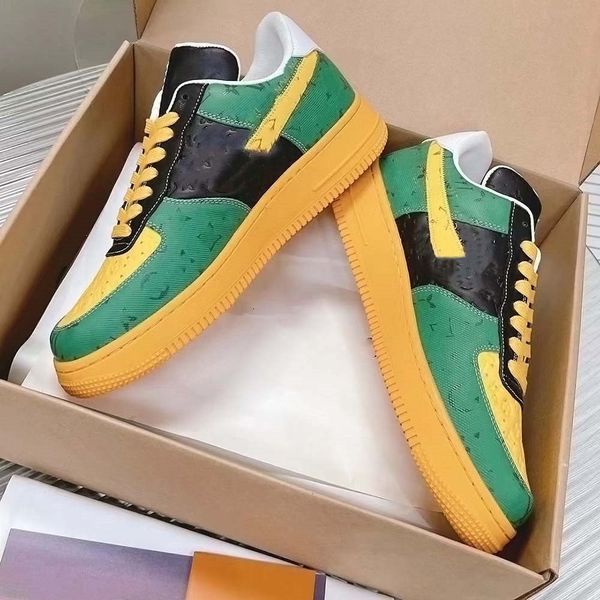 

virgil casual shoes sneakers white royal green red brown designer men abloh damier azur limit edition low lace-up 11, Black