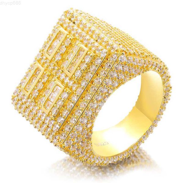 

drop shipping luxury hip hop jewelry full pave d color vvs moissanite 100% 925 sterling silver ring iced out men's ring