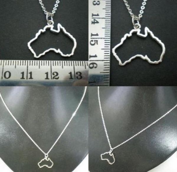 

5pcs outline australia map pendant necklace sydney melbourne perth brisbane tasmania geek city geographic map necklace jewel3111778, Silver
