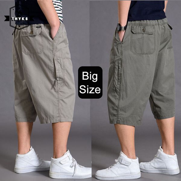 

men's shorts oversize fat cotton men cargo short casual plus size cropped trouser sports tactical baggy pants loose 5xl 6xl summer 2305, White;black