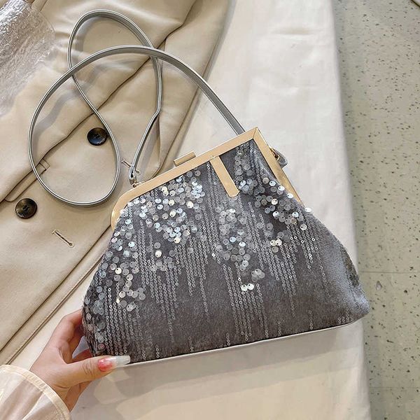 

2023 fashion hand fashionable and atmospheric banquet sequin urban elegant one shoulder diagonal cross niche design trendy women's bag