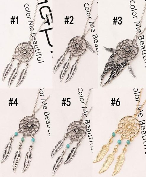 

fashion dream catchers choker necklaces silvergold tassel wings feather leaf turquoise pendant necklace for women039s fash8595315, Silver